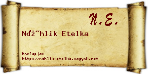 Náhlik Etelka névjegykártya