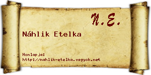 Náhlik Etelka névjegykártya